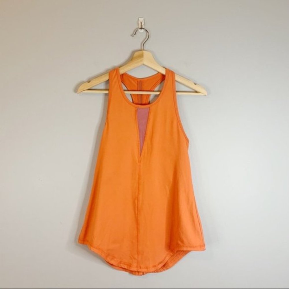 Zyia Active Tank Top Orange Mesh V Neck Racer Back Stretch